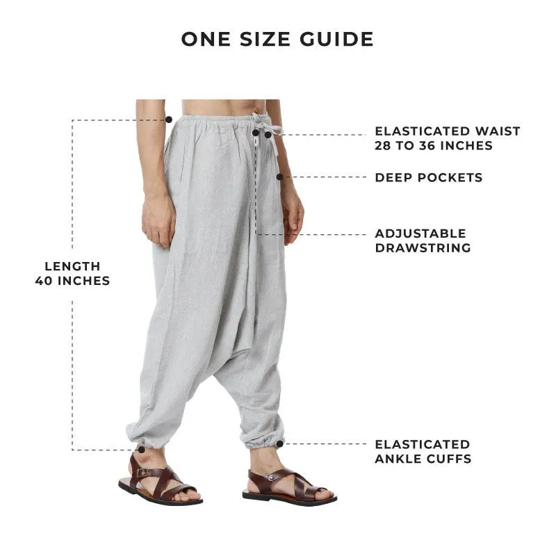 Men's Harem Pant | Melange Grey | Fits Waist Size 28" to 36"