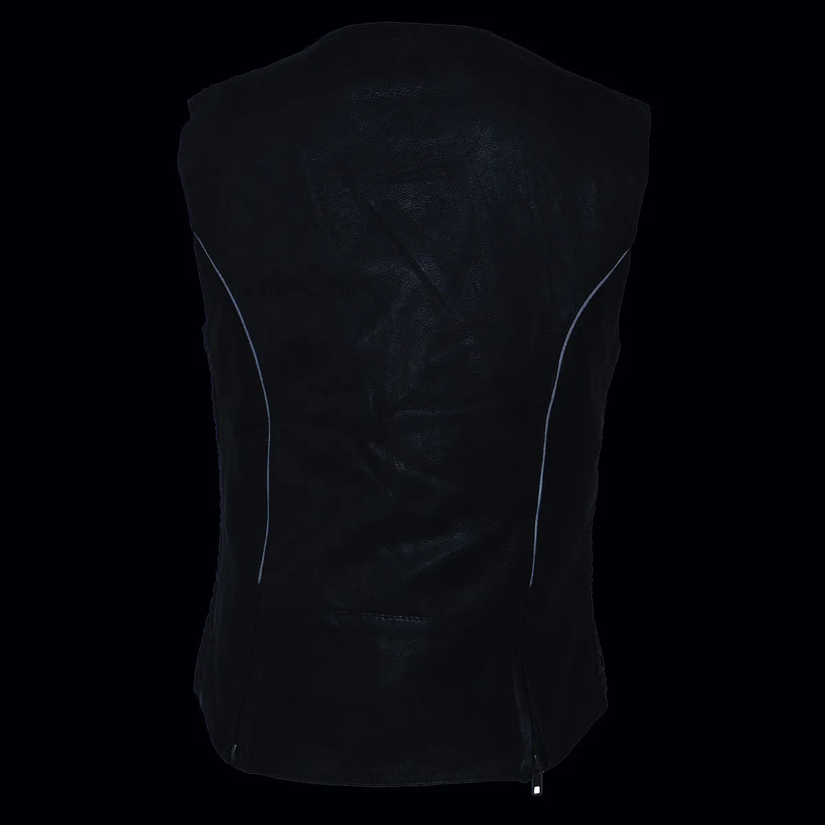 Milwaukee Leather MLL4571 Ladies 'Crinkled' Black Lightweight Leather Vest