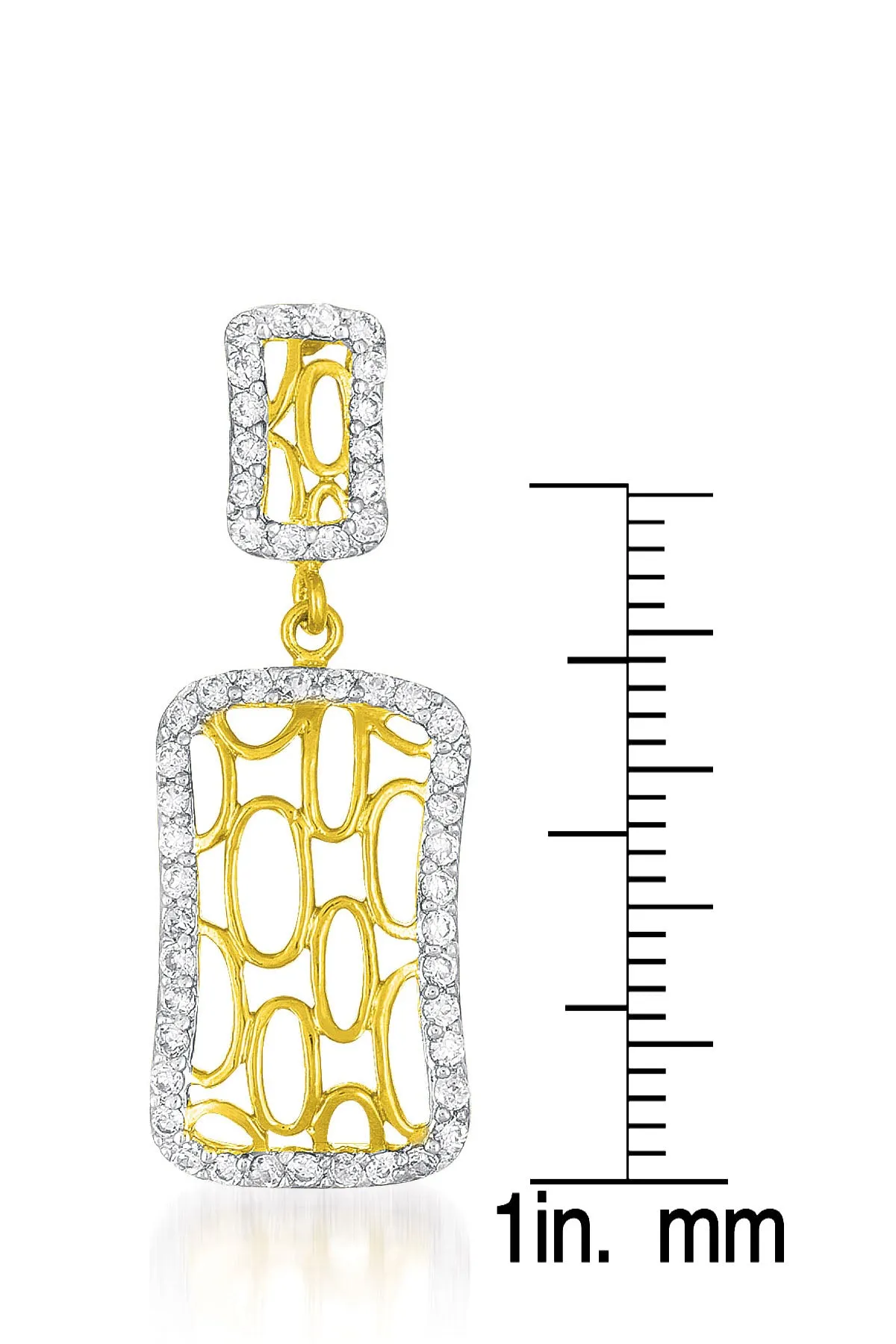 Monique Two Tone Square Drop Earrings