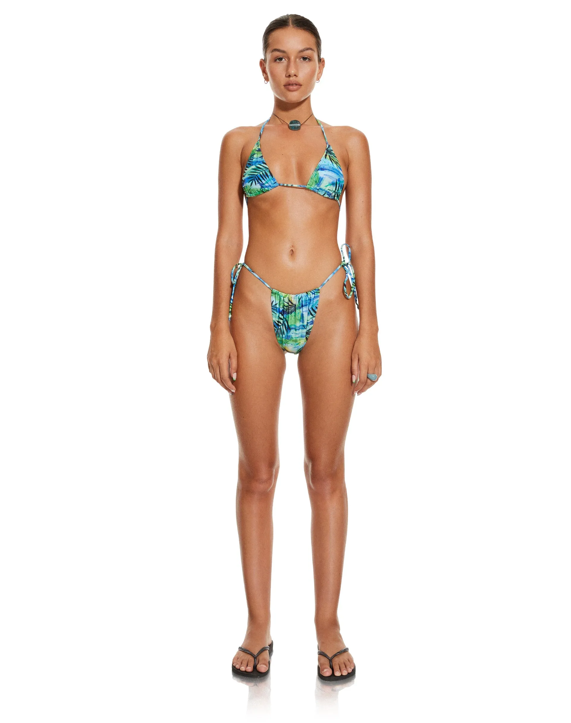 MOTEL X BARBARA Leyna Bikini Bottom in Tropical Palm