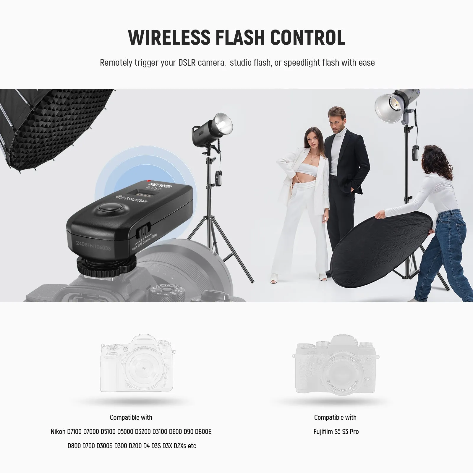 NEEWER FC-16 2.4G Wireless Flash Trigger for Nikon Cameras