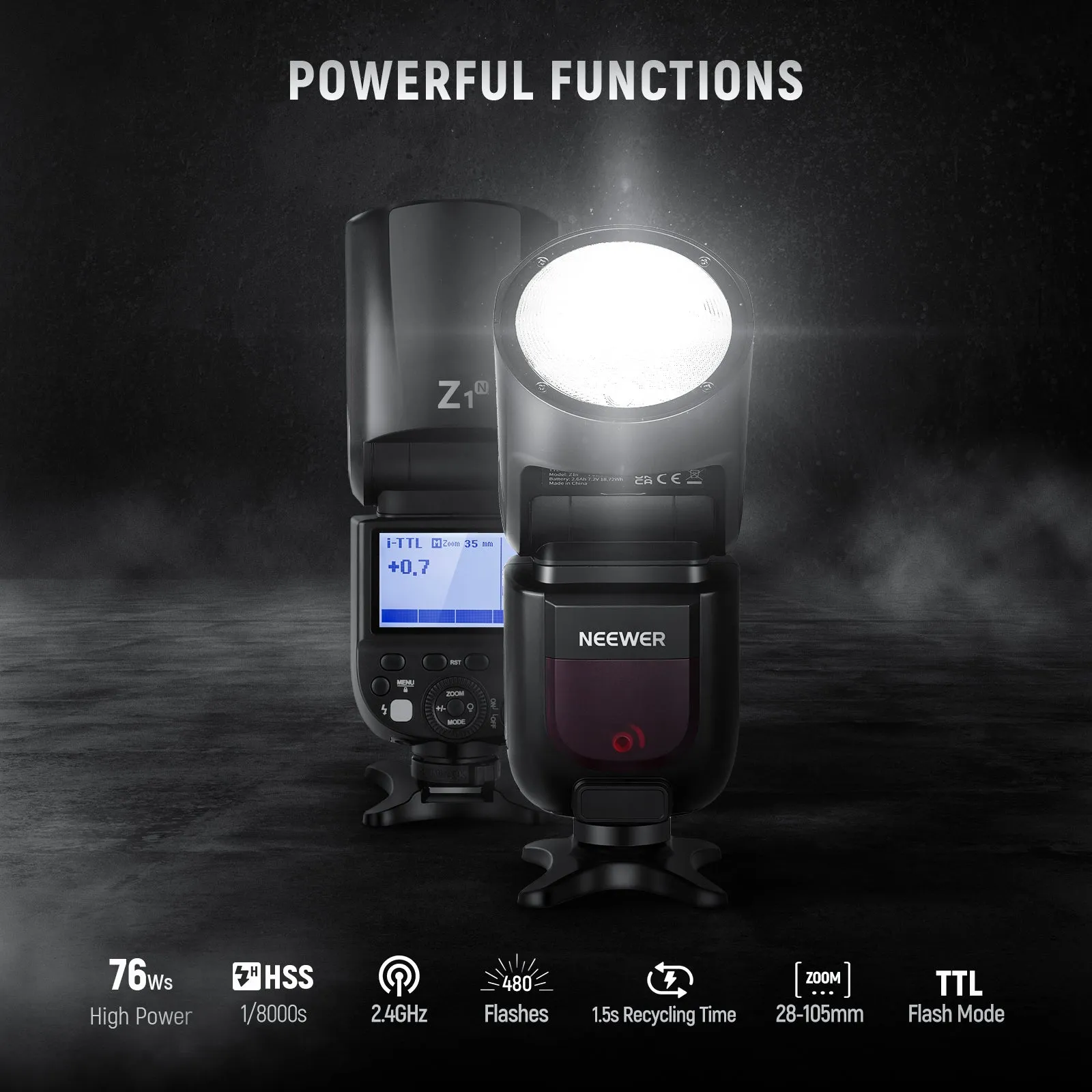 NEEWER Z1-N TTL Round Head Flash Speedlite for Nikon