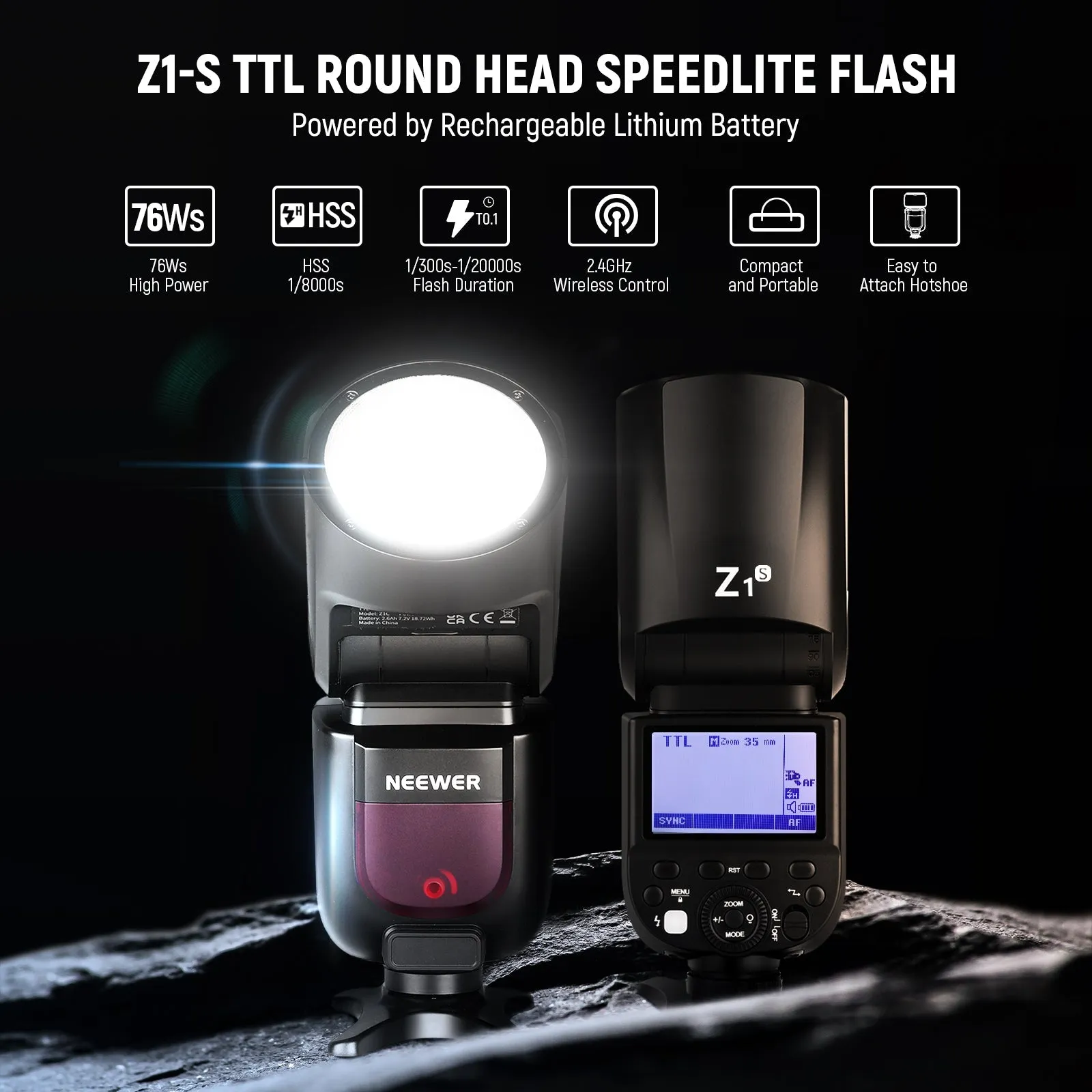 NEEWER Z1-S TTL Round Head Flash Speedlite for Sony