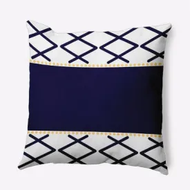 New - 16"x16" Knot Fancy Square Throw Pillow Navy Blue/ Yellow - e by design