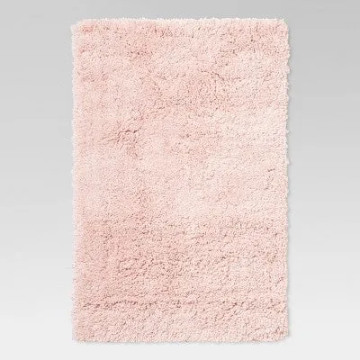 New - 2'6"x3'10" Washable Plush Shag Accent Rug Pink - Room Essentials