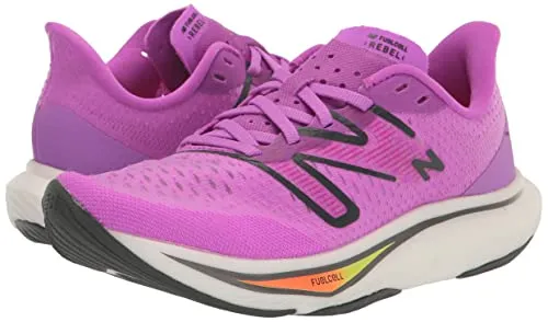 New Balance Women's FuelCell Rebel V3 Running Shoe, Cosmic Rose/Blacktop/Neon Dragonfly