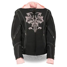 NexGen SH1966 Ladies Black and Pink 3/4 Jacket with Reflective Tribal and Hoodie