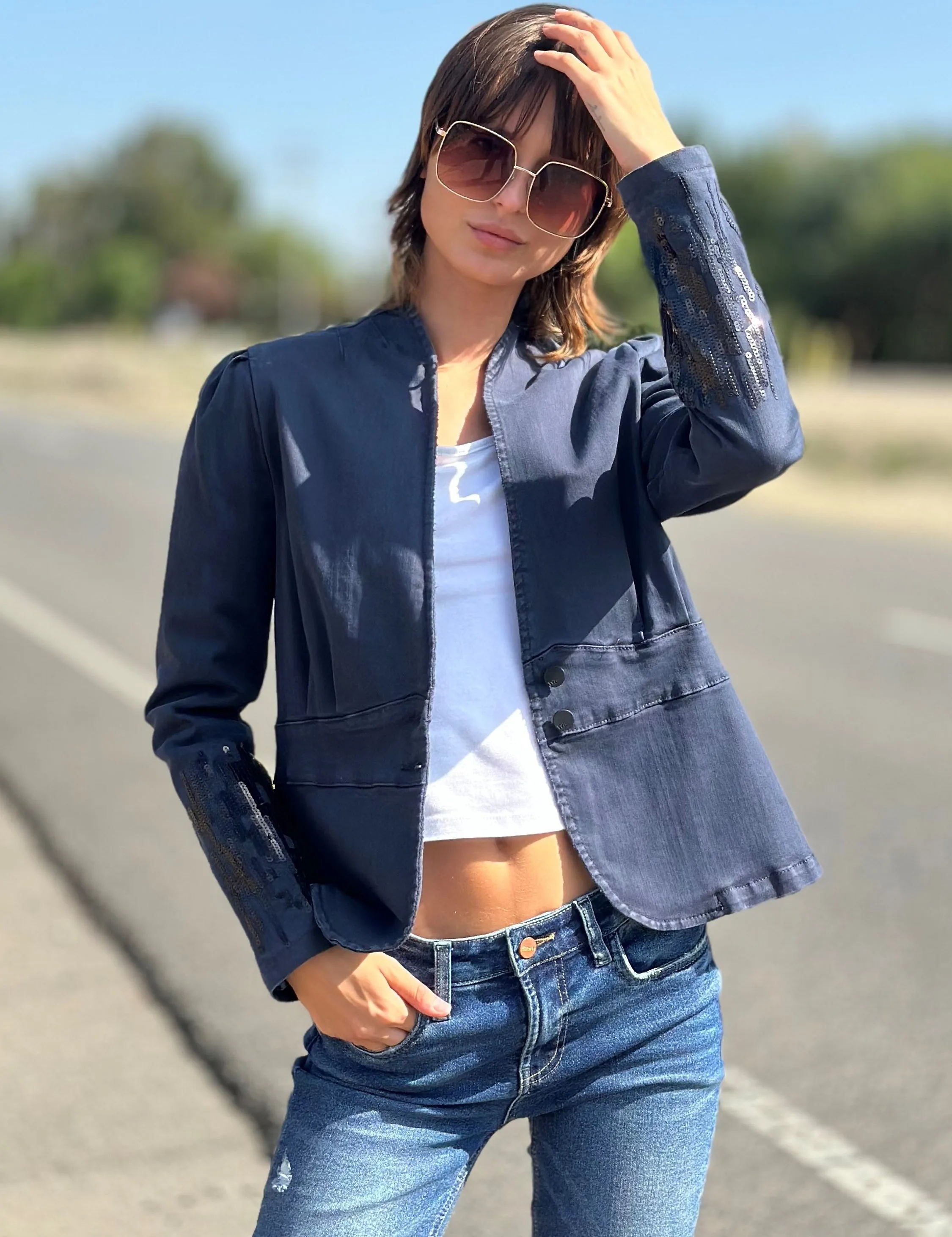 Night Light Denim Blazer