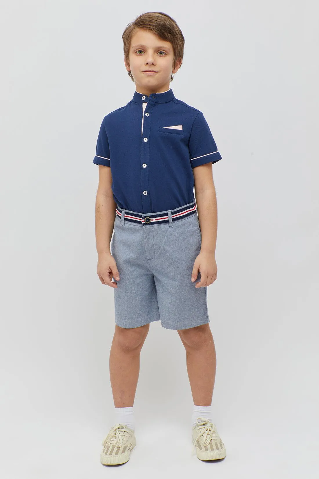 One Friday Striped Waist Blue Shorts