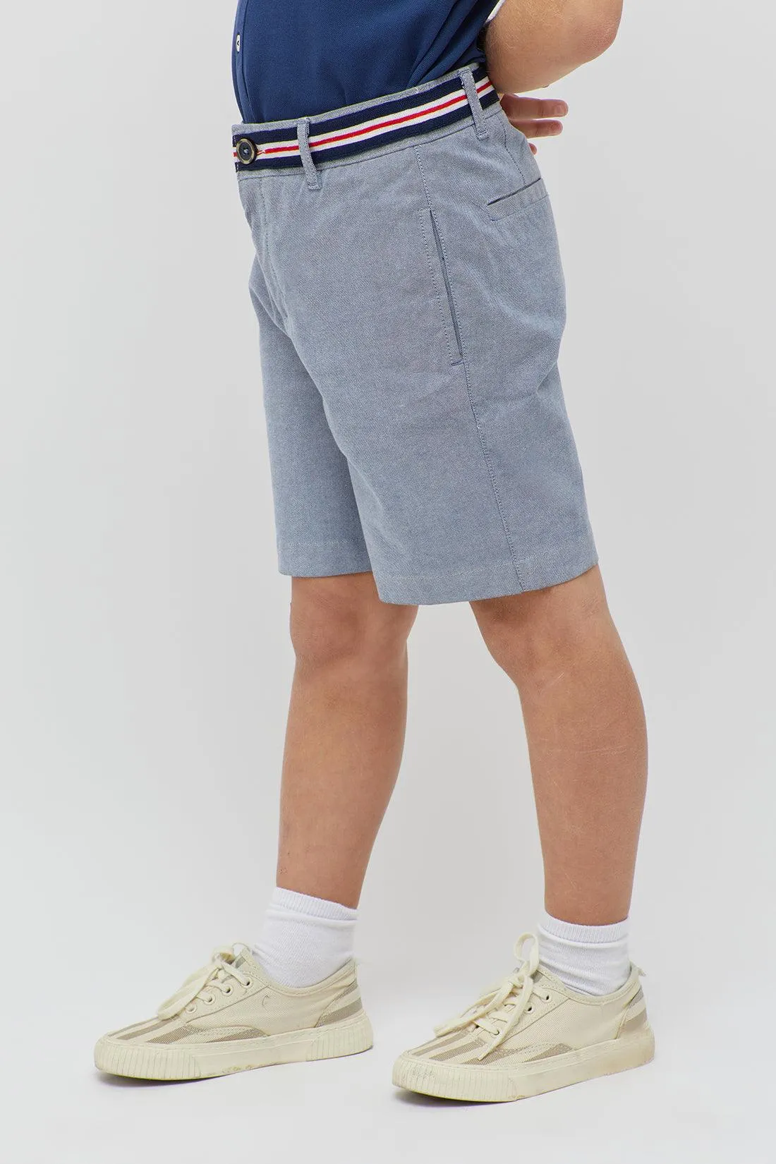 One Friday Striped Waist Blue Shorts