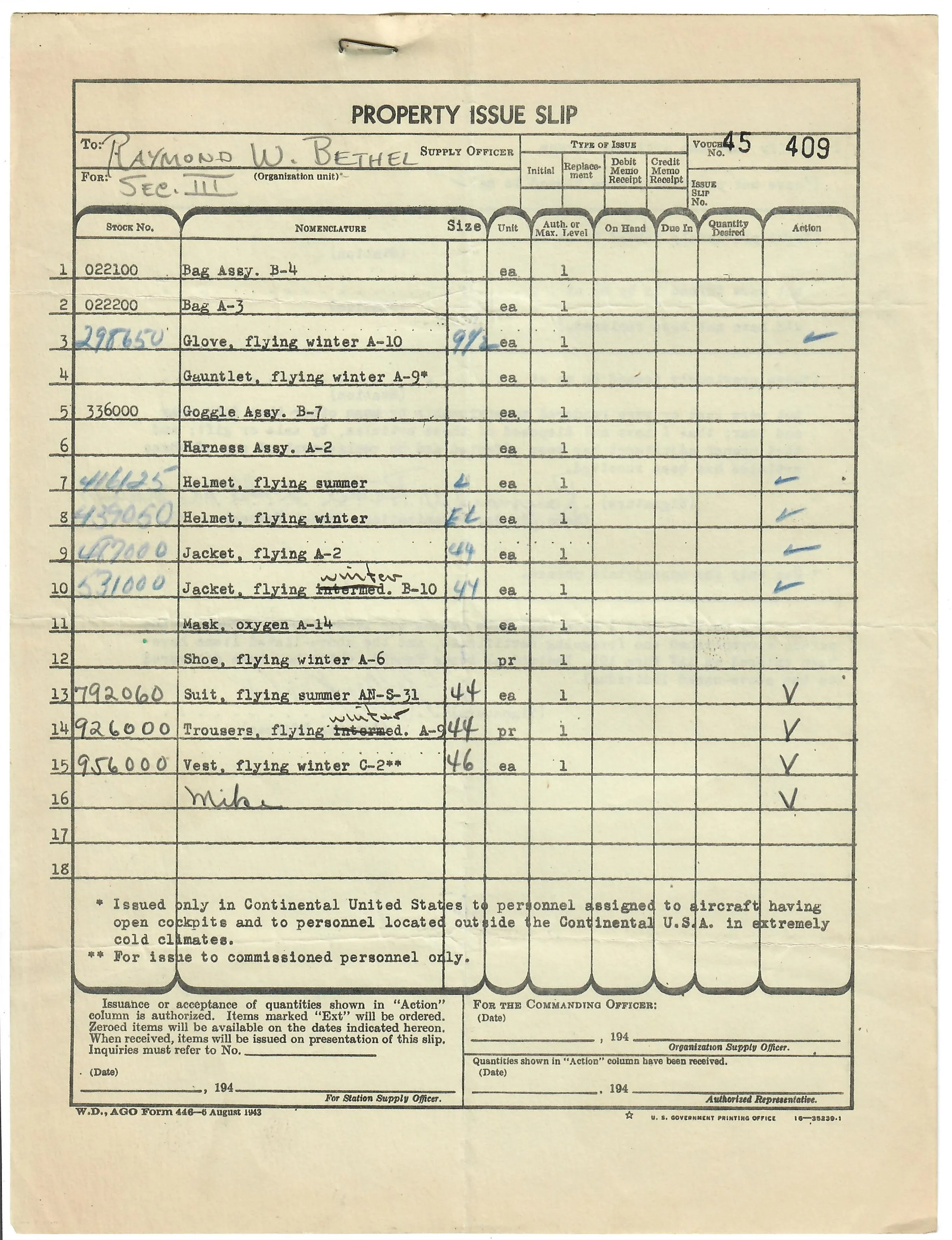 Original U.S. WWII 8th Air Force Flying 8-Balls Painted A-2 Leather Flight Jacket Named to Pilot Lt. Raymond Bethel, 44th Bombardment Group with Documents