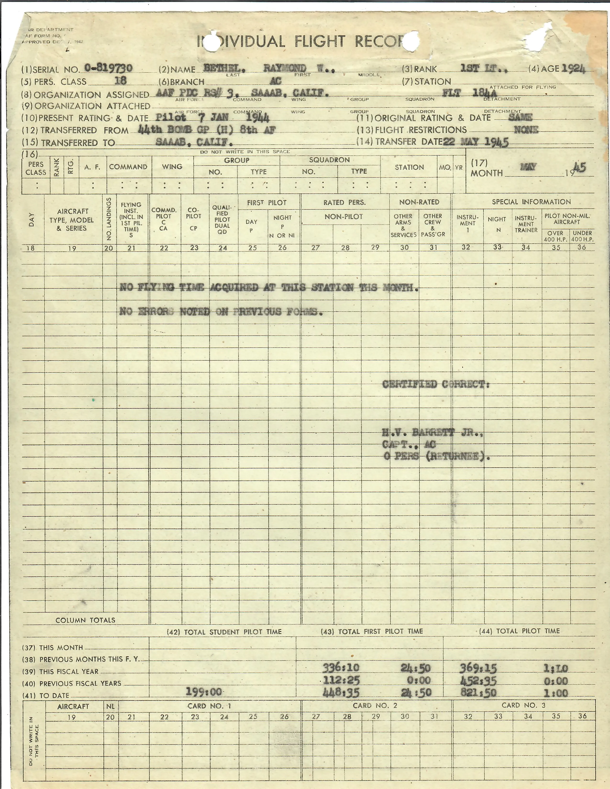 Original U.S. WWII 8th Air Force Flying 8-Balls Painted A-2 Leather Flight Jacket Named to Pilot Lt. Raymond Bethel, 44th Bombardment Group with Documents