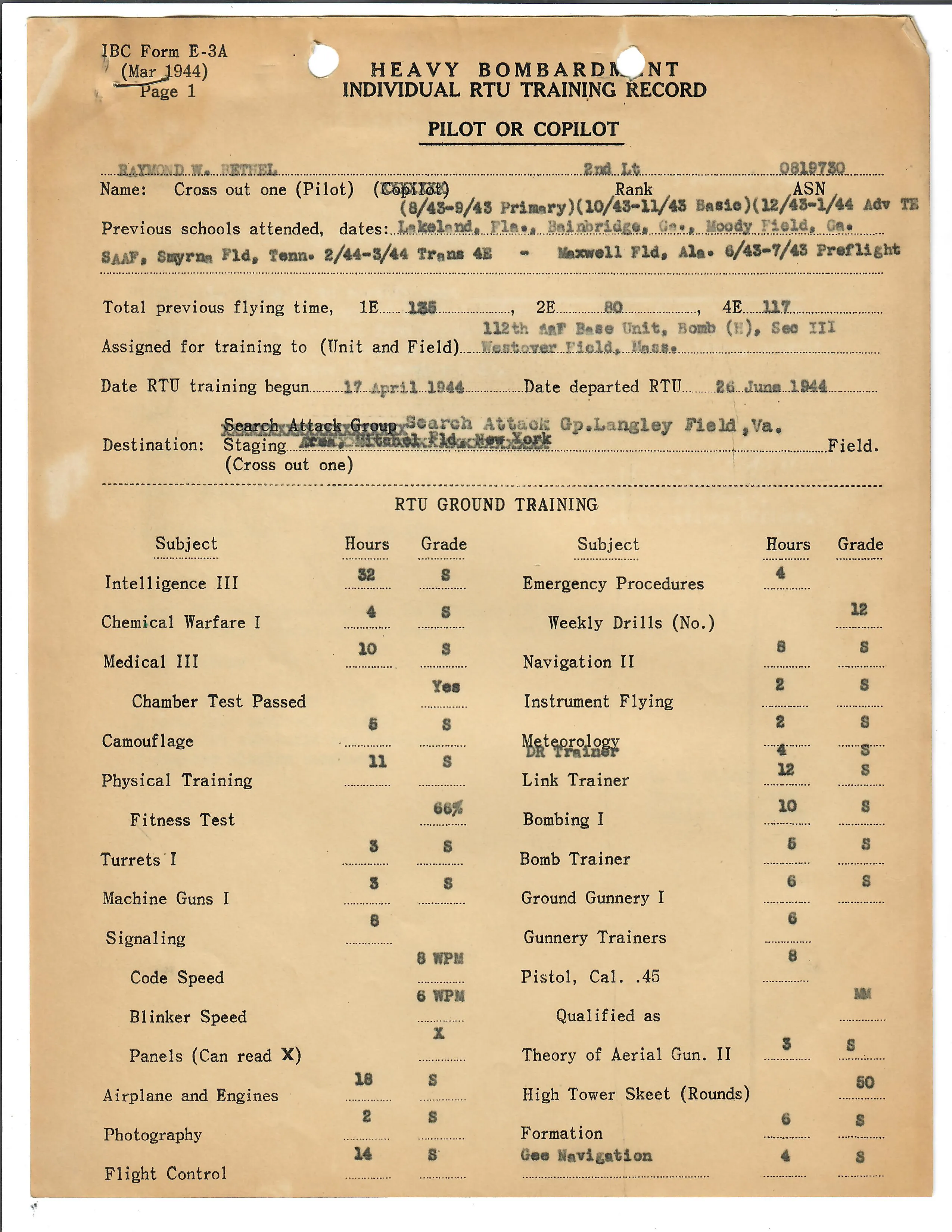 Original U.S. WWII 8th Air Force Flying 8-Balls Painted A-2 Leather Flight Jacket Named to Pilot Lt. Raymond Bethel, 44th Bombardment Group with Documents