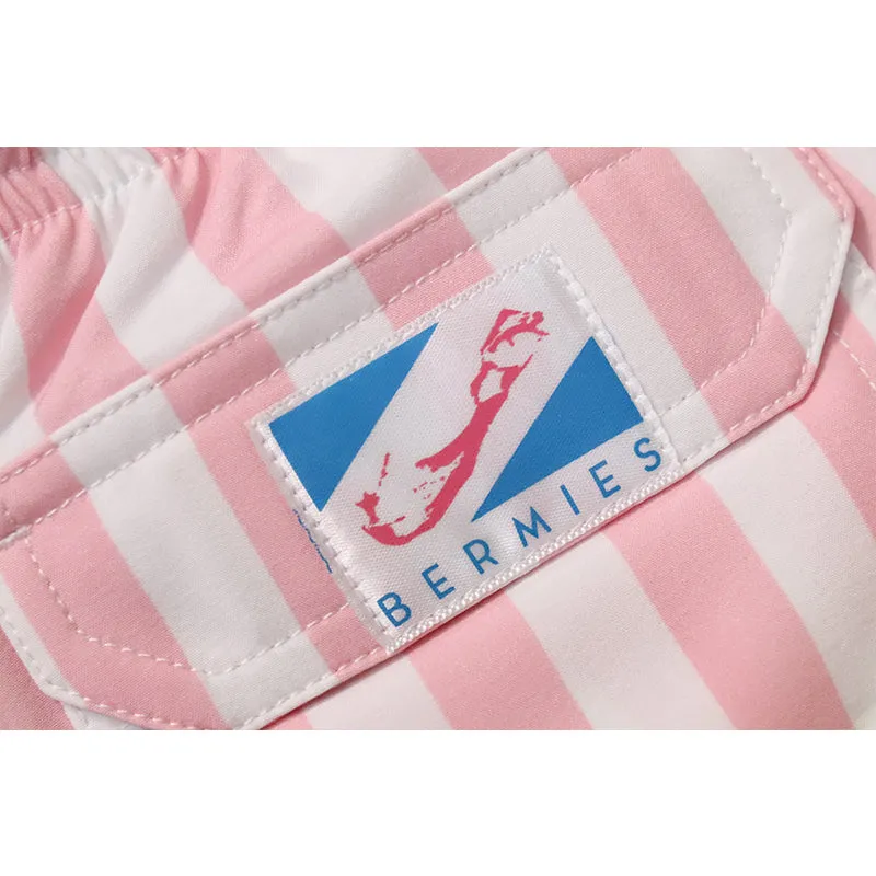 Pink Stripes - Kids Swim Trunks