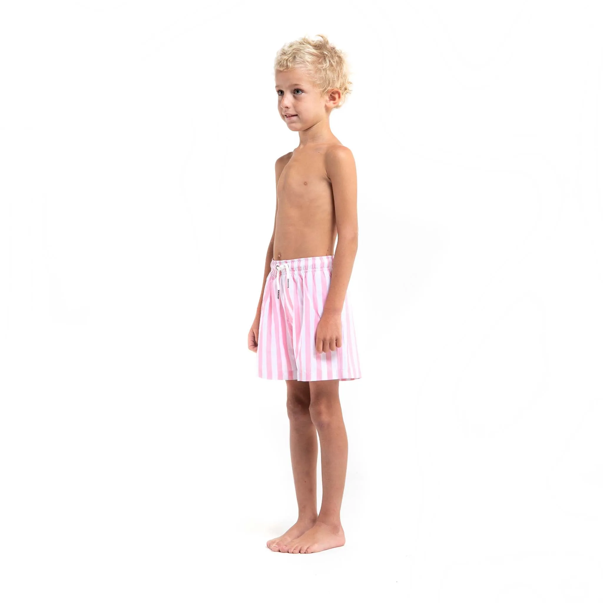 Pink Stripes - Kids Swim Trunks