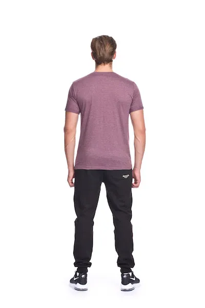 REGULAR FIT EMBROIDERED T-SHIRT - BURGUNDY