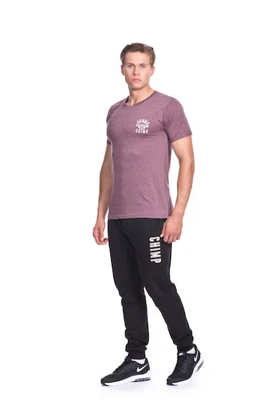 REGULAR FIT EMBROIDERED T-SHIRT - BURGUNDY