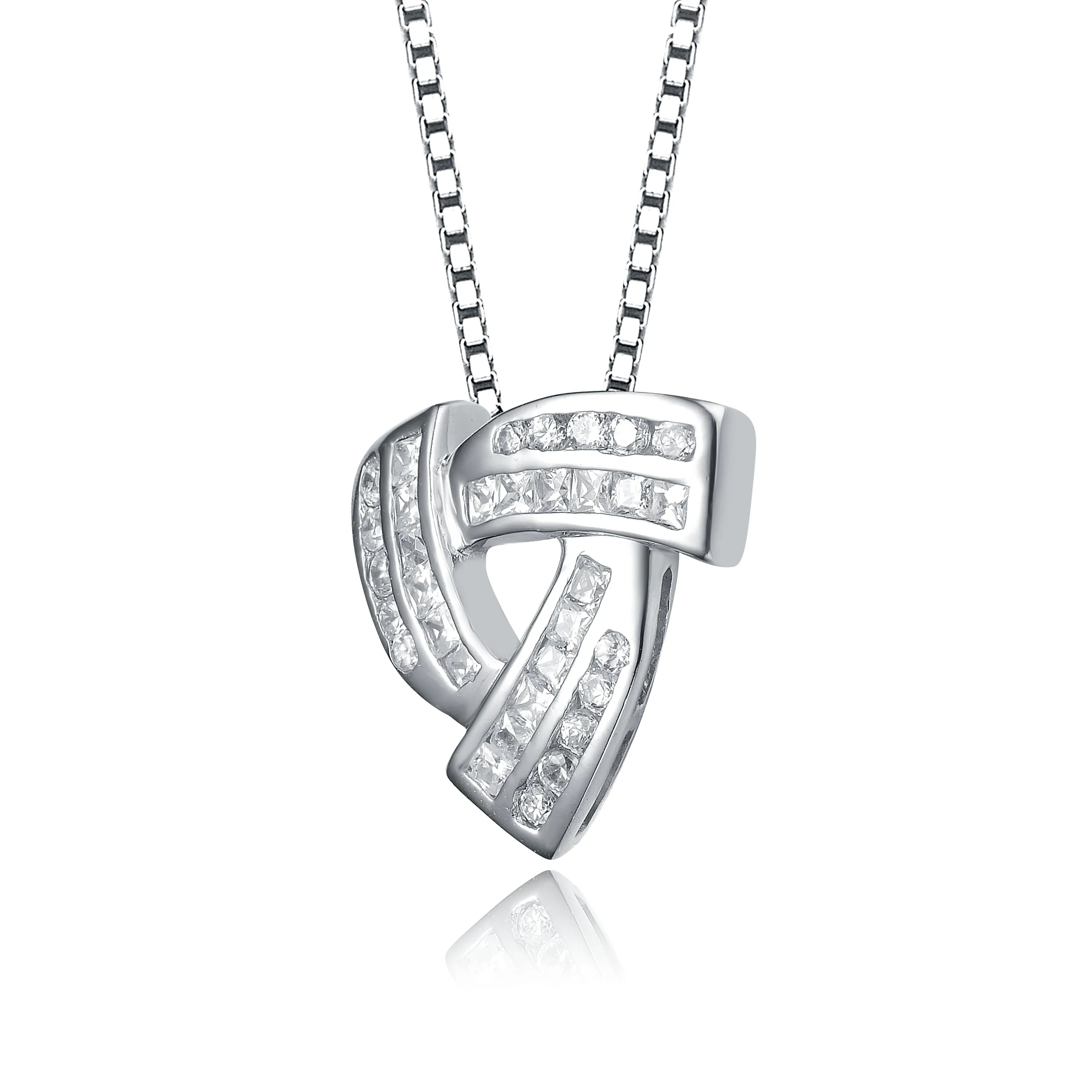 Rhodium-Plated Cubic Zirconia Pendant