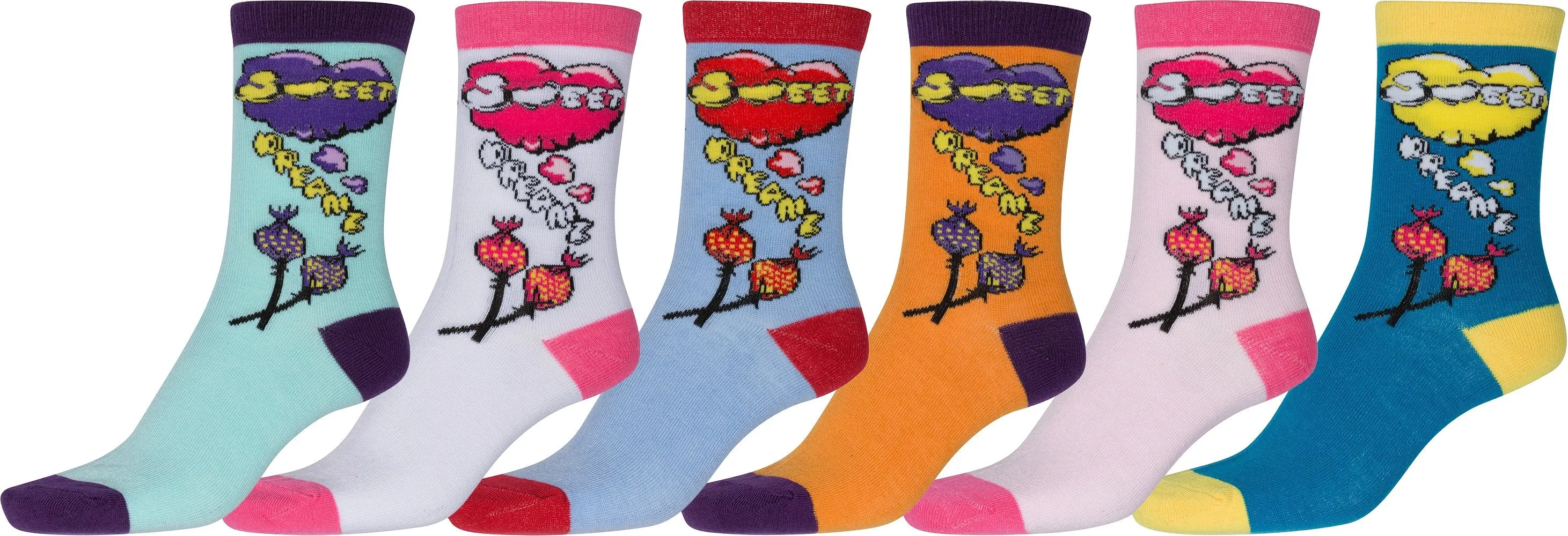 Sakkas Women's Fun Colorful Design Poly Blend Crew Socks Assorted 6-Pack