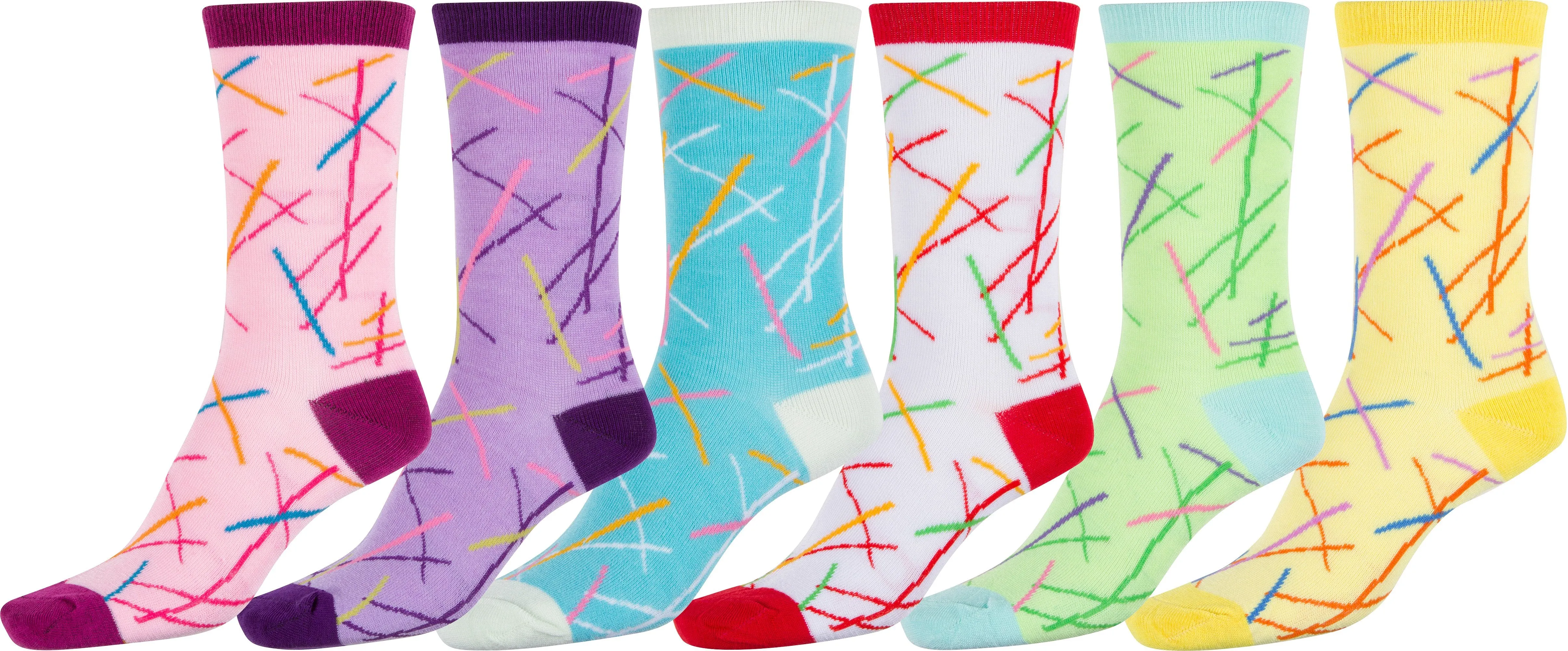 Sakkas Women's Fun Colorful Design Poly Blend Crew Socks Assorted 6-Pack