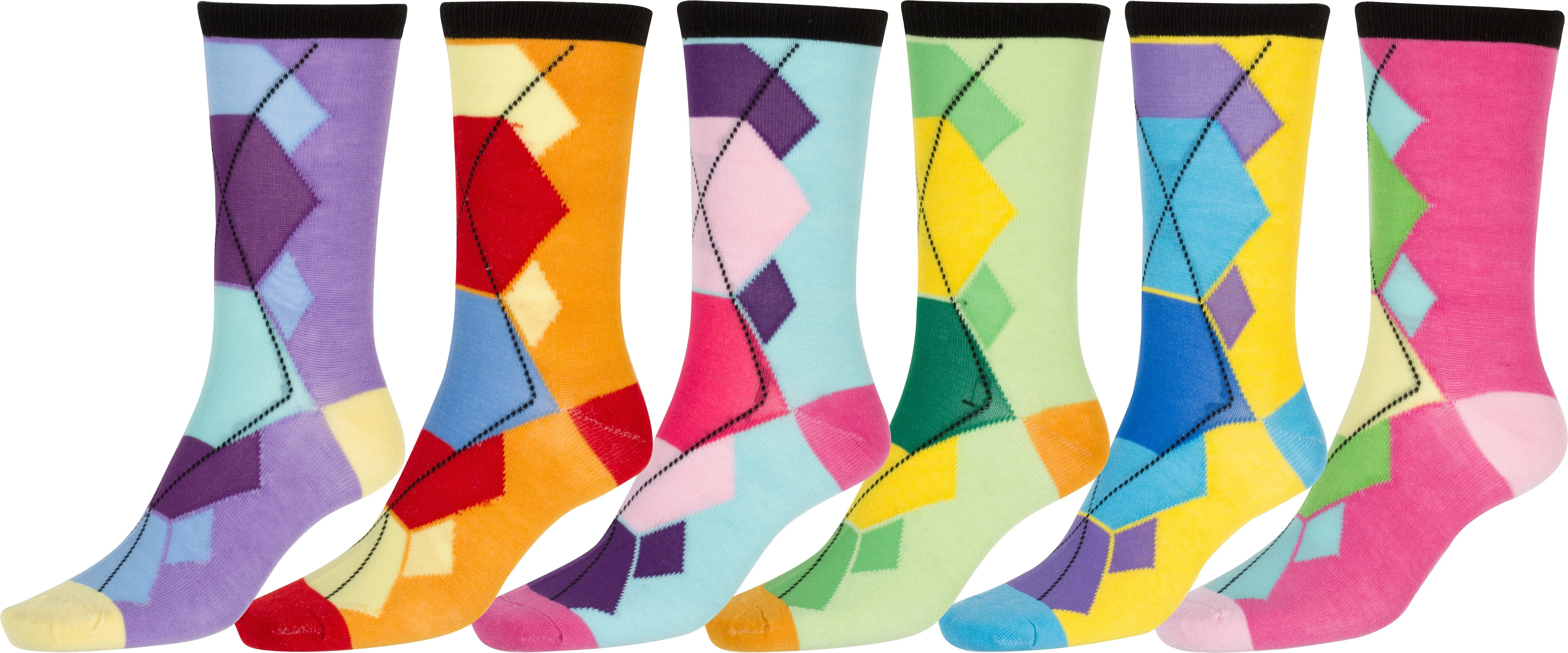 Sakkas Women's Fun Colorful Design Poly Blend Crew Socks Assorted 6-Pack