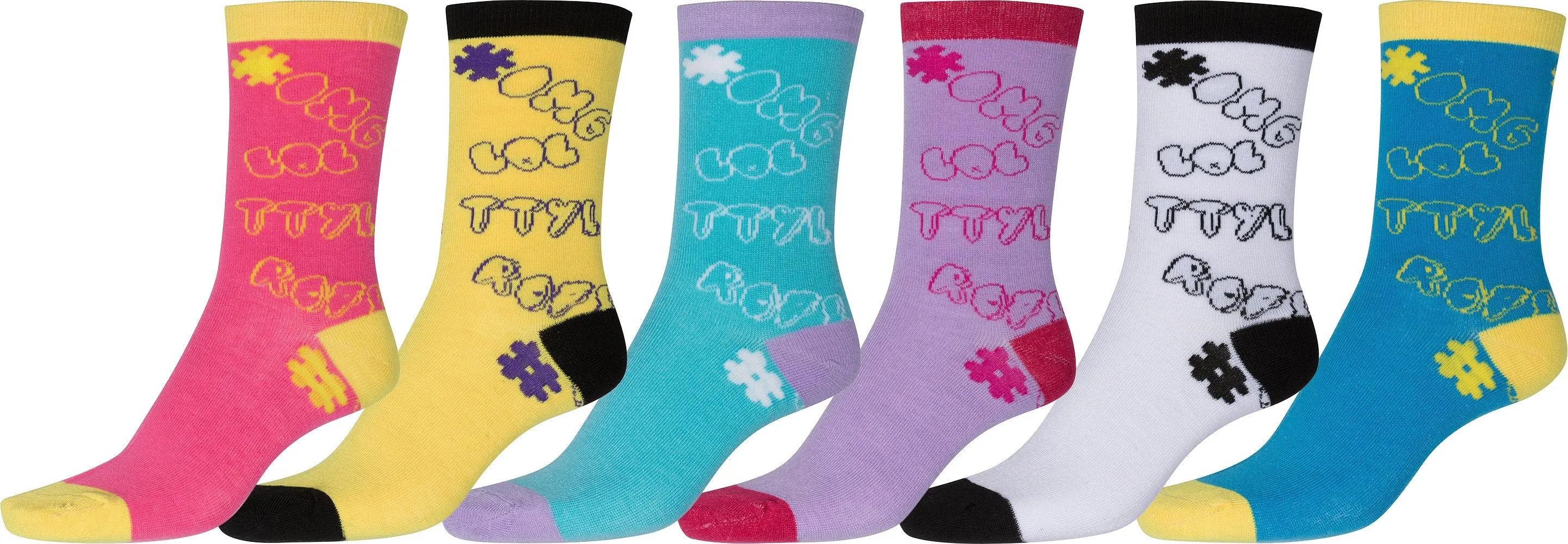 Sakkas Women's Fun Colorful Design Poly Blend Crew Socks Assorted 6-Pack