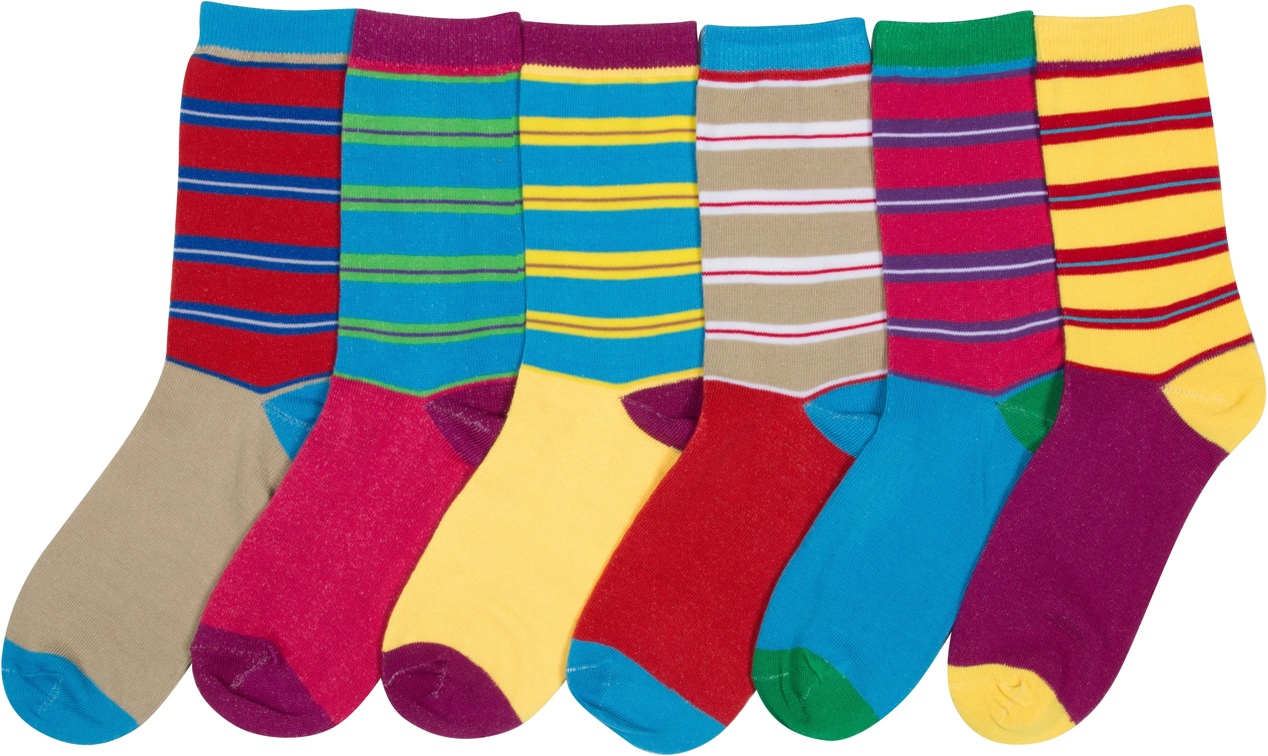 Sakkas Women's Fun Colorful Design Poly Blend Crew Socks Assorted 6-Pack