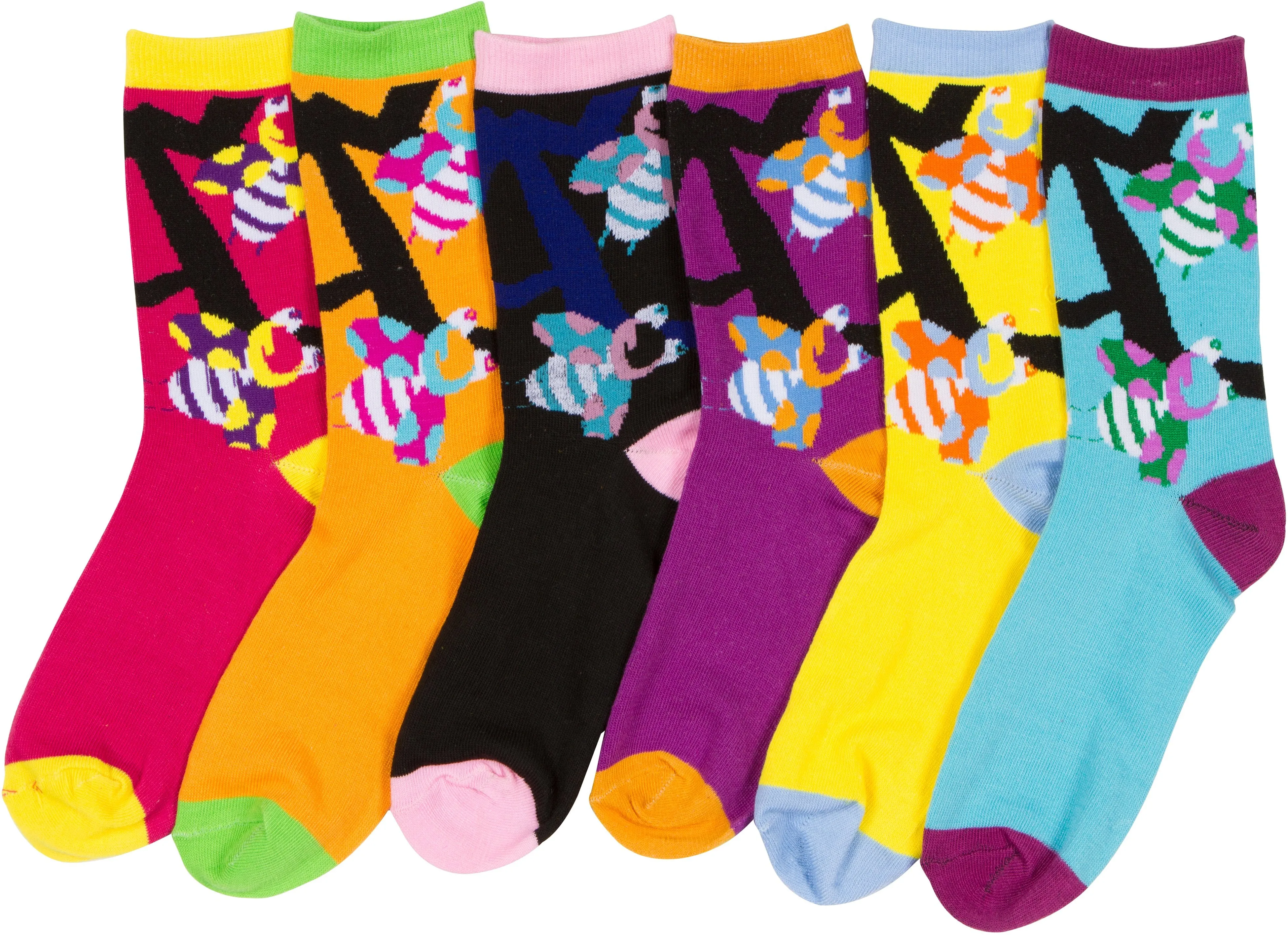 Sakkas Women's Fun Colorful Design Poly Blend Crew Socks Assorted 6-Pack