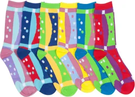 Sakkas Women's Fun Colorful Design Poly Blend Crew Socks Assorted 6-Pack