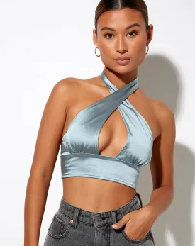 Silta Crop Top in Satin Light Blue