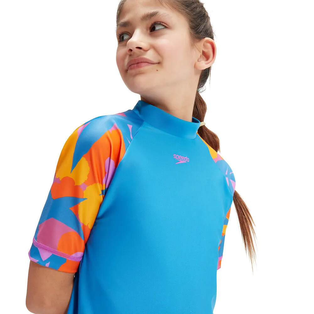 Speedo Girl's Printed Short Sleeve Rashie