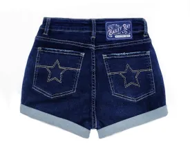 Star stitched Pockets - High Waisted Denim Shorts  - The Francis - Stretchy