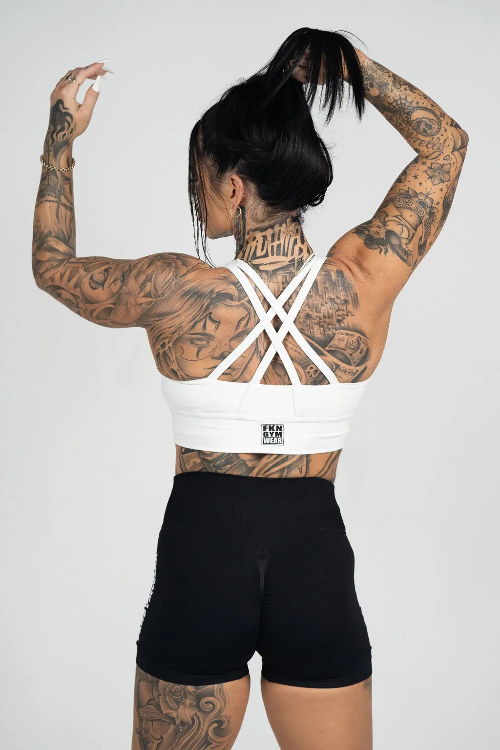 Strapped | Women's Gym Crop Top Sports Bra | White