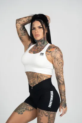 Strapped | Women's Gym Crop Top Sports Bra | White