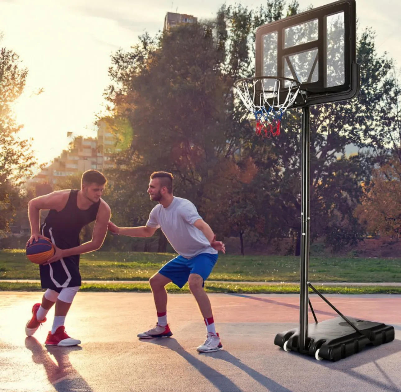 Super Fun Heavy Duty Adjustable Portable Basketball Net Hoop Stand | Shatterproof Backboard | Wheels | 4FT-10FT