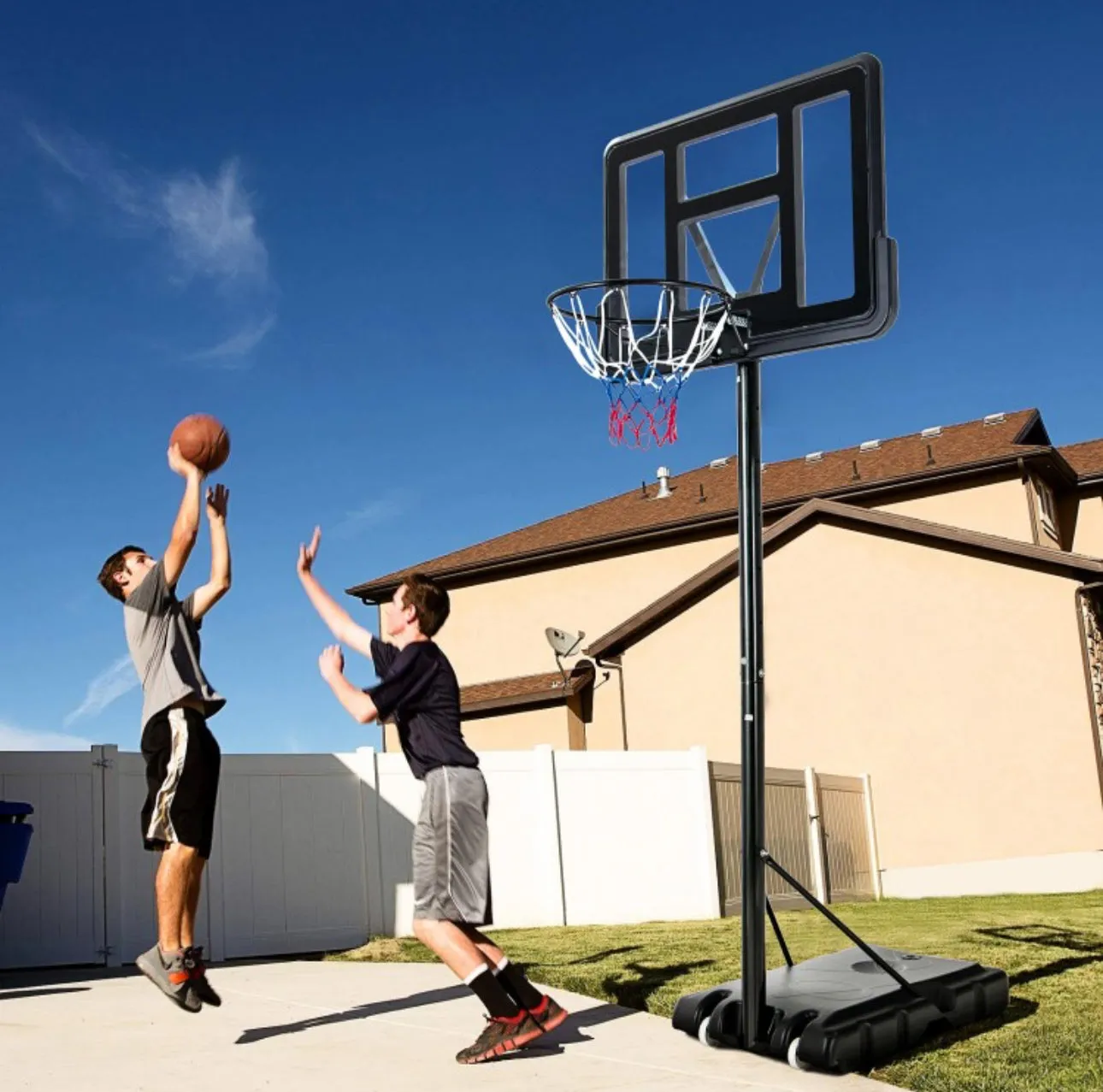 Super Fun Heavy Duty Adjustable Portable Basketball Net Hoop Stand | Shatterproof Backboard | Wheels | 4FT-10FT