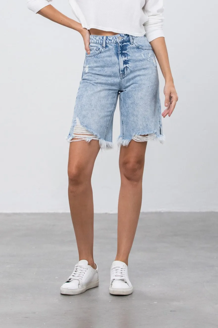 Take No Slit Distressed Bermudas