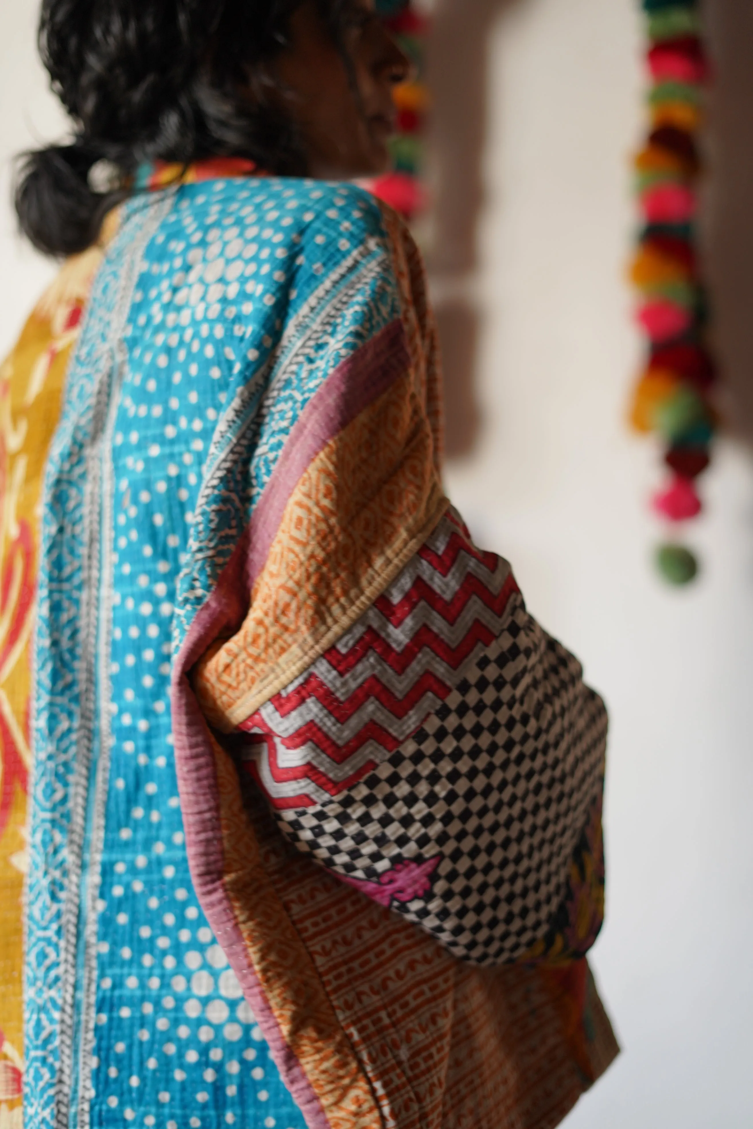 Vintage Kantha Patch Work Kimono Shrug