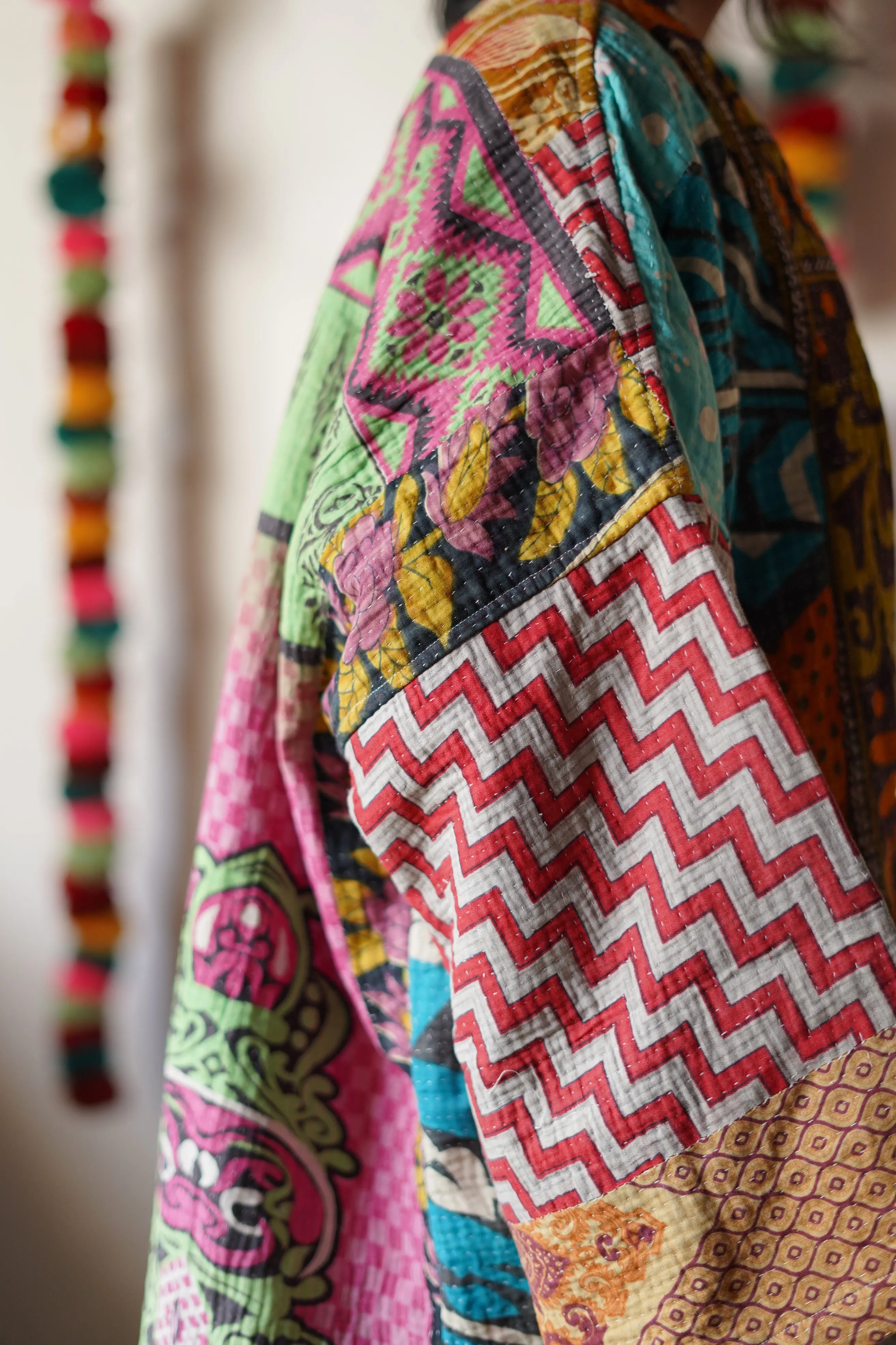 Vintage Kantha Patch Work Kimono Shrug