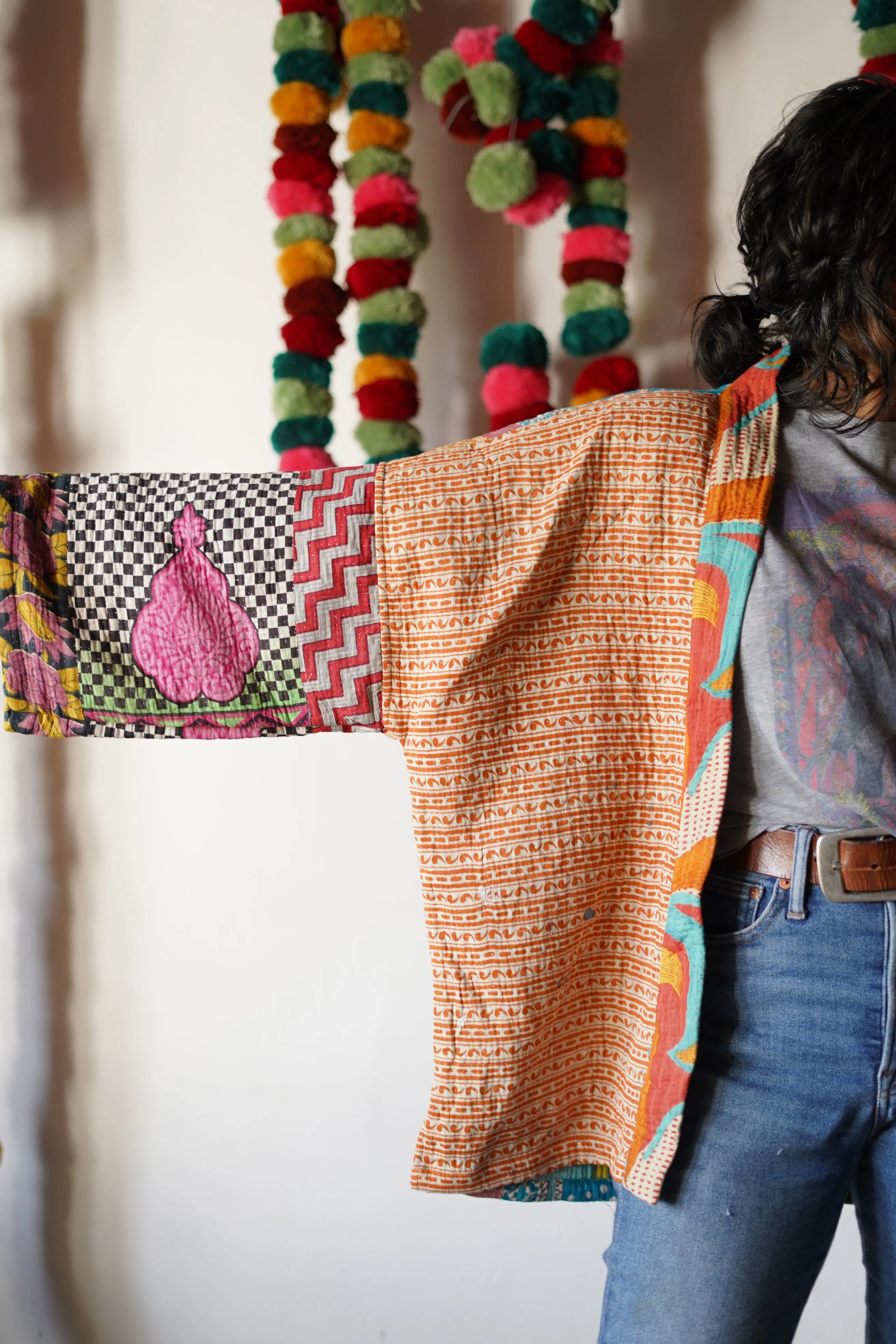 Vintage Kantha Patch Work Kimono Shrug