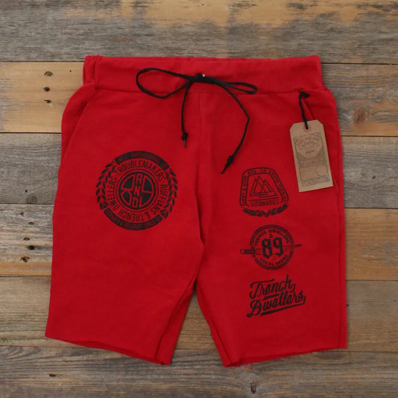 Visionaries Terry Cut Off Shorts Fire Red