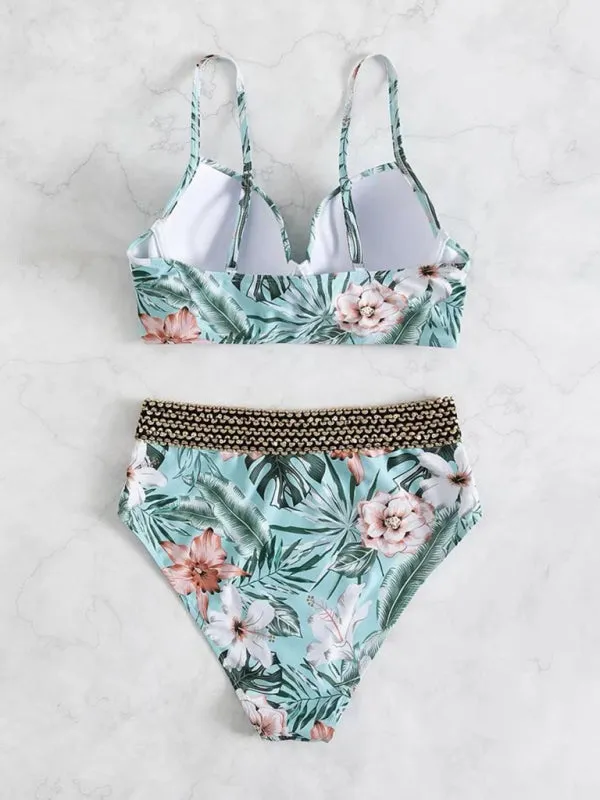 Women's Floral Cross Bikini Swimsuit