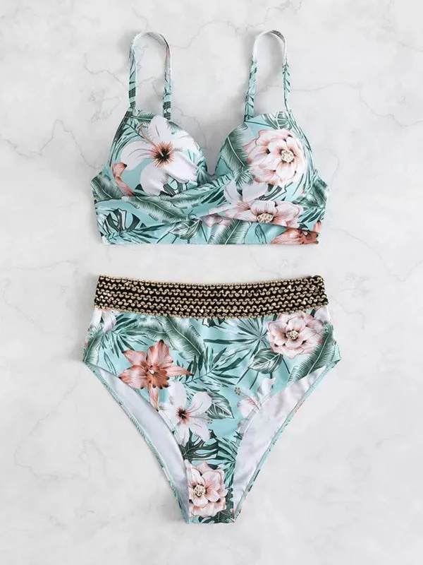 Women's Floral Cross Bikini Swimsuit