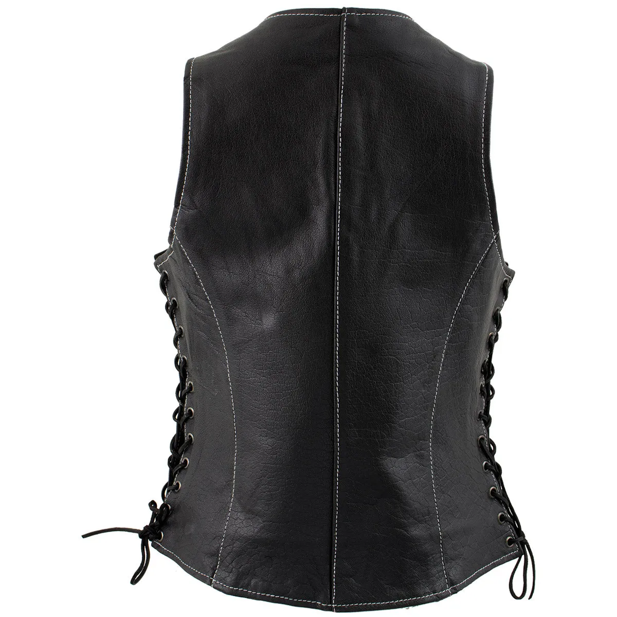 Xelement XS1029 Women's 'Paisley' Black Motorcycle Leather Vest with